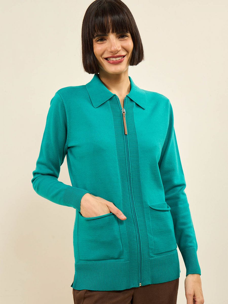 קרדיגן עם רוכסן וכיסים