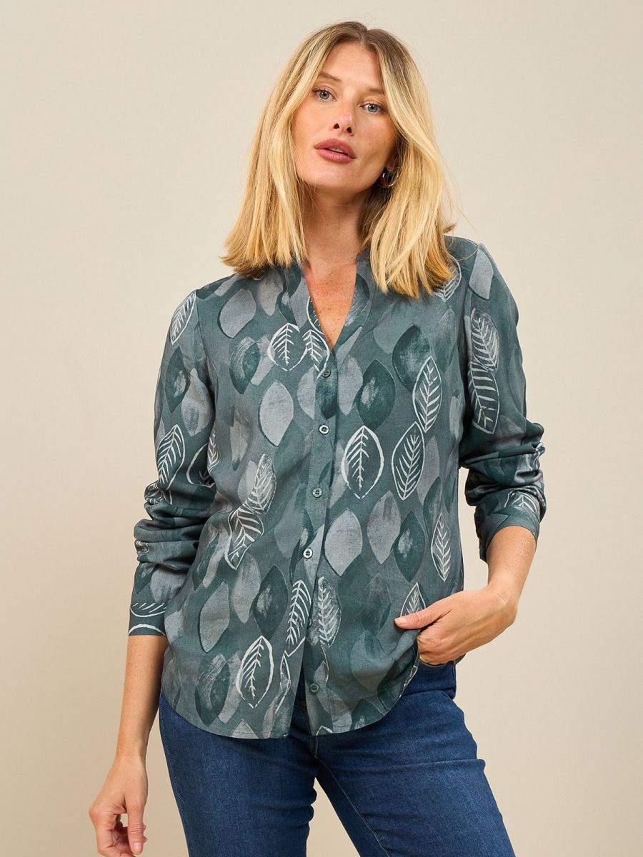 חולצת ויסקוזה דפוס עלים