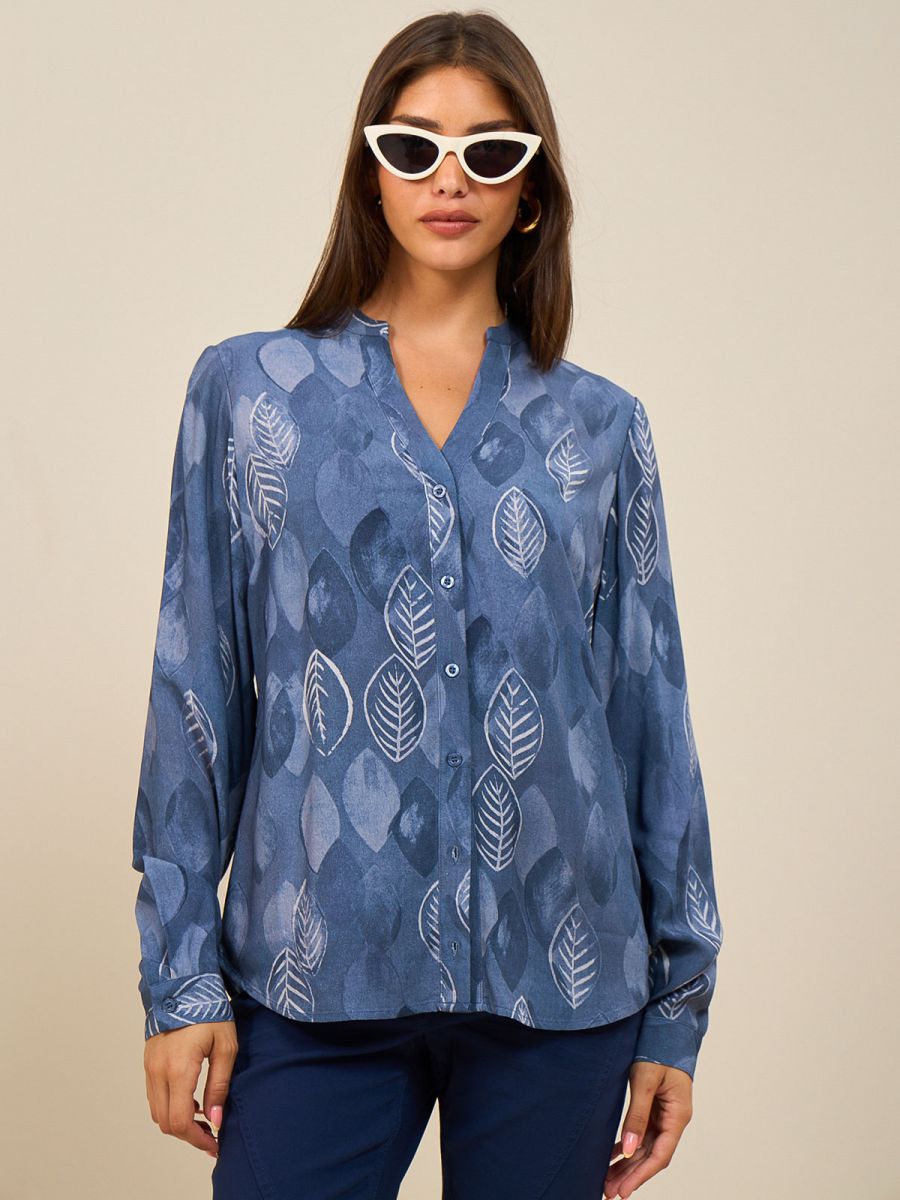 חולצת ויסקוזה דפוס עלים