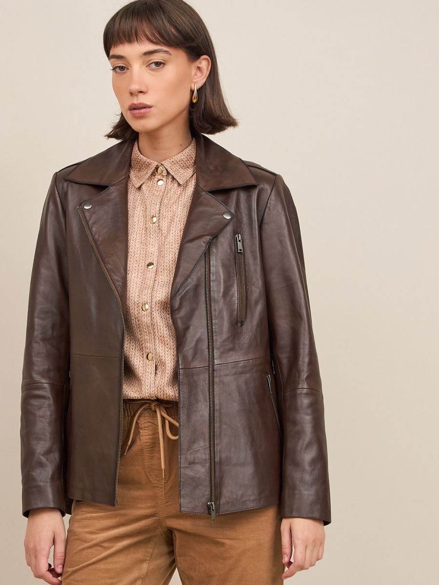 ז’קט עור אופנוענים ארוך