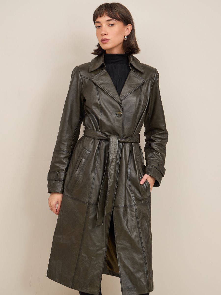 מעיל טרנץ עור