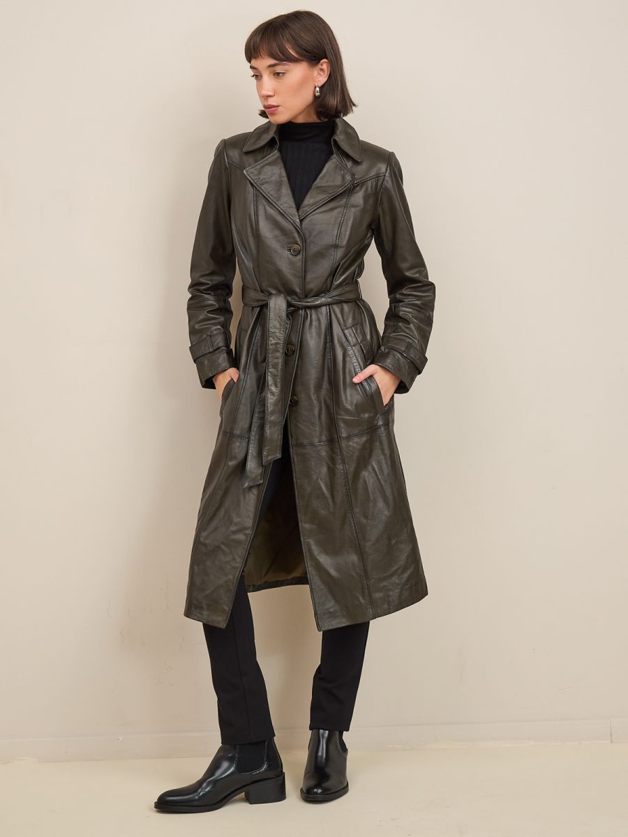 מעיל טרנץ עור