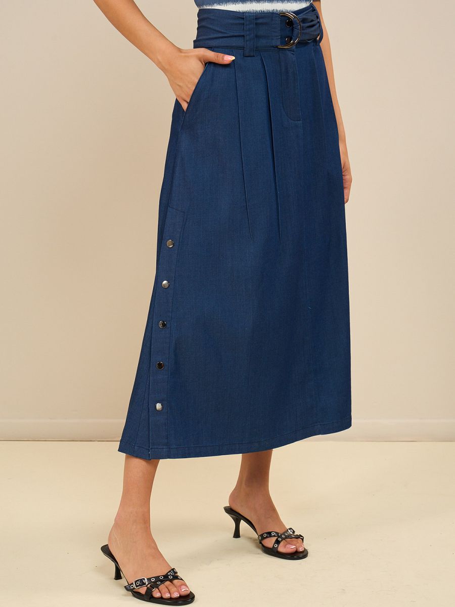 חצאית טנסל עם חגורה