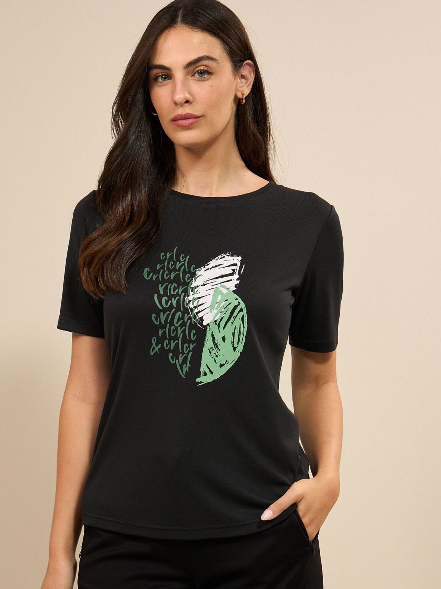 חולצת T ריב עם דפוס