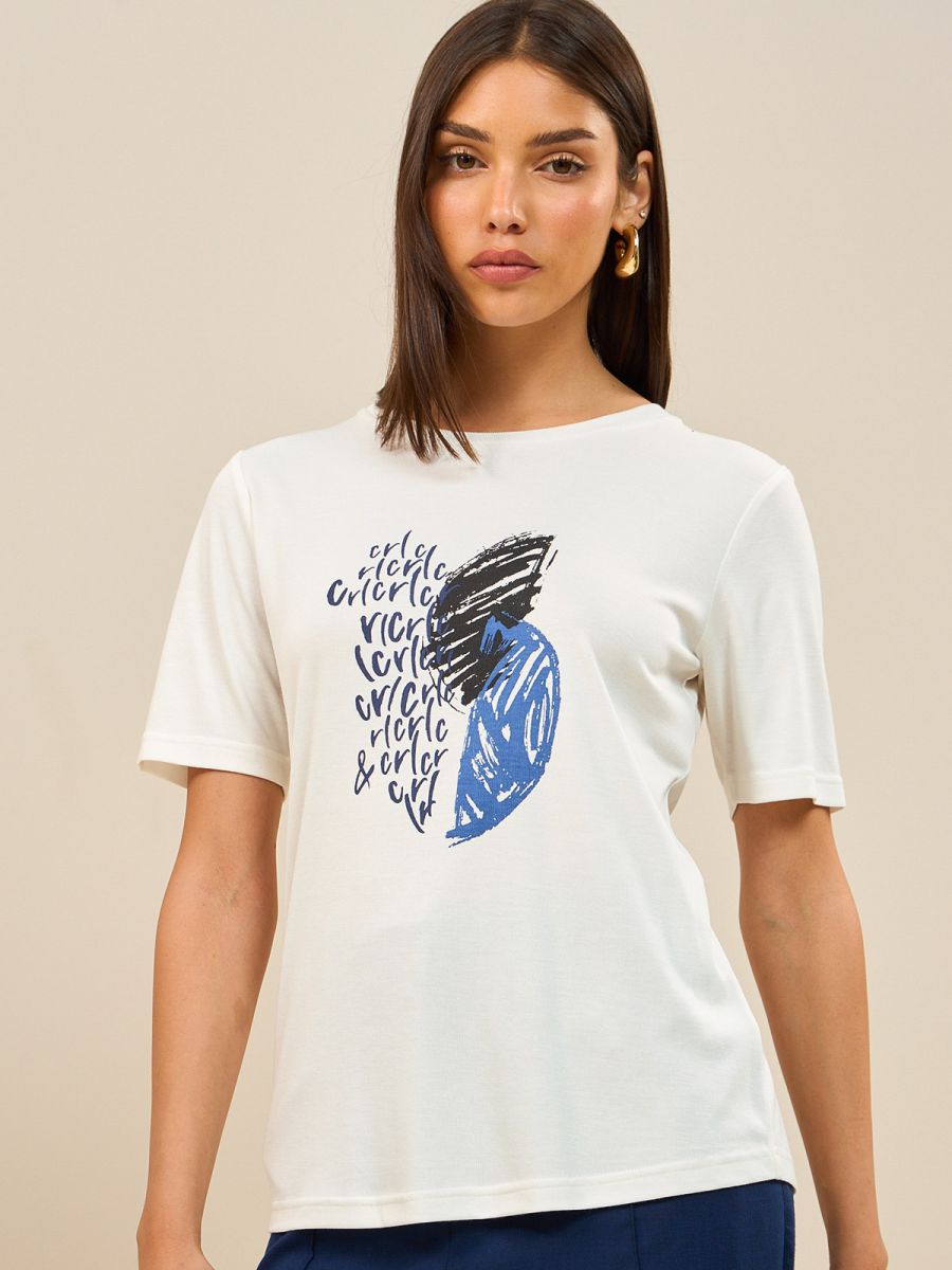 חולצת T ריב עם דפוס