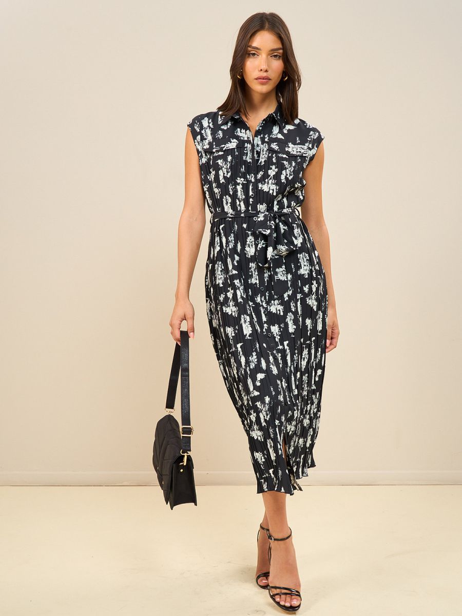 שמלת פליסה מודפסת