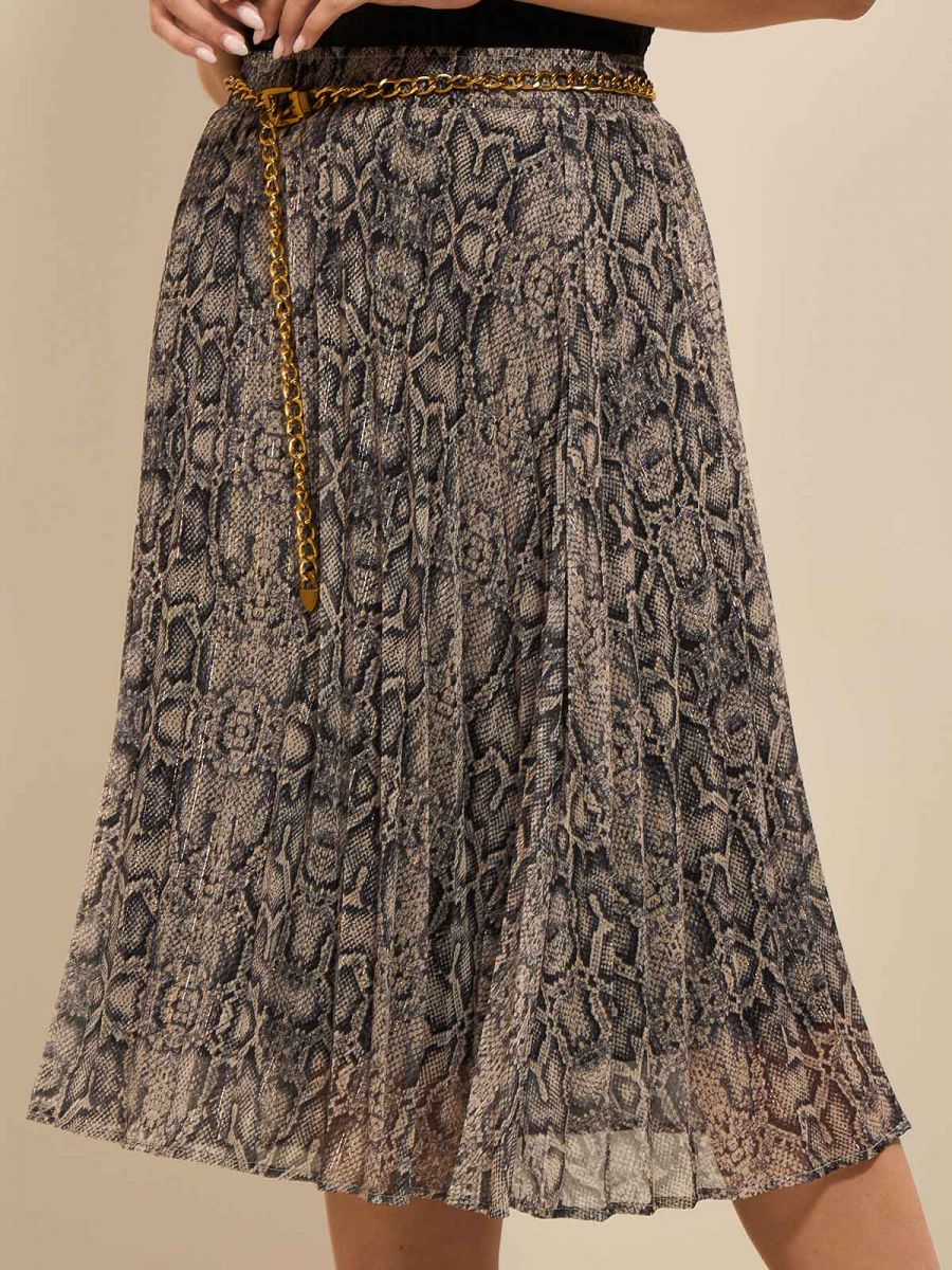 חצאית פליסה שיפון דפוס