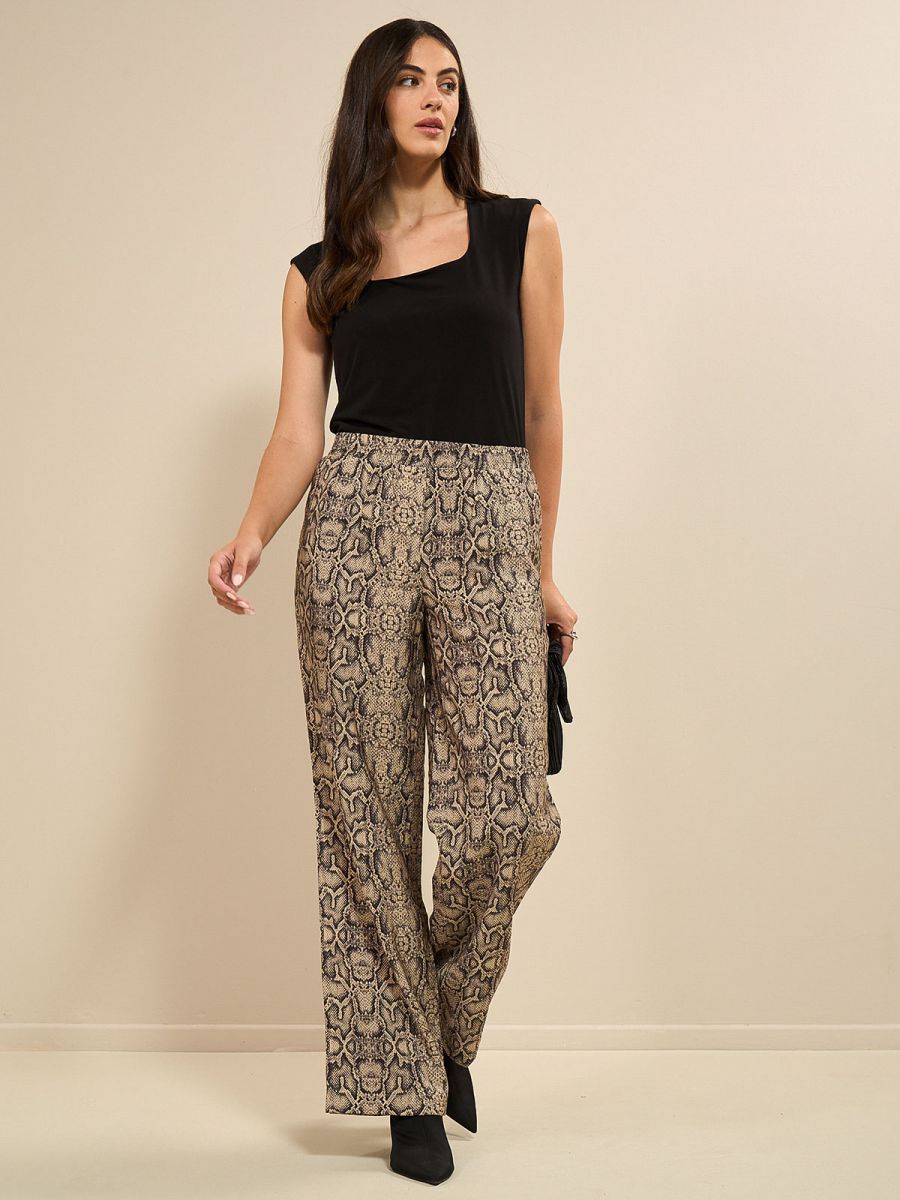 מכנס ראיון מודפס עם גומי