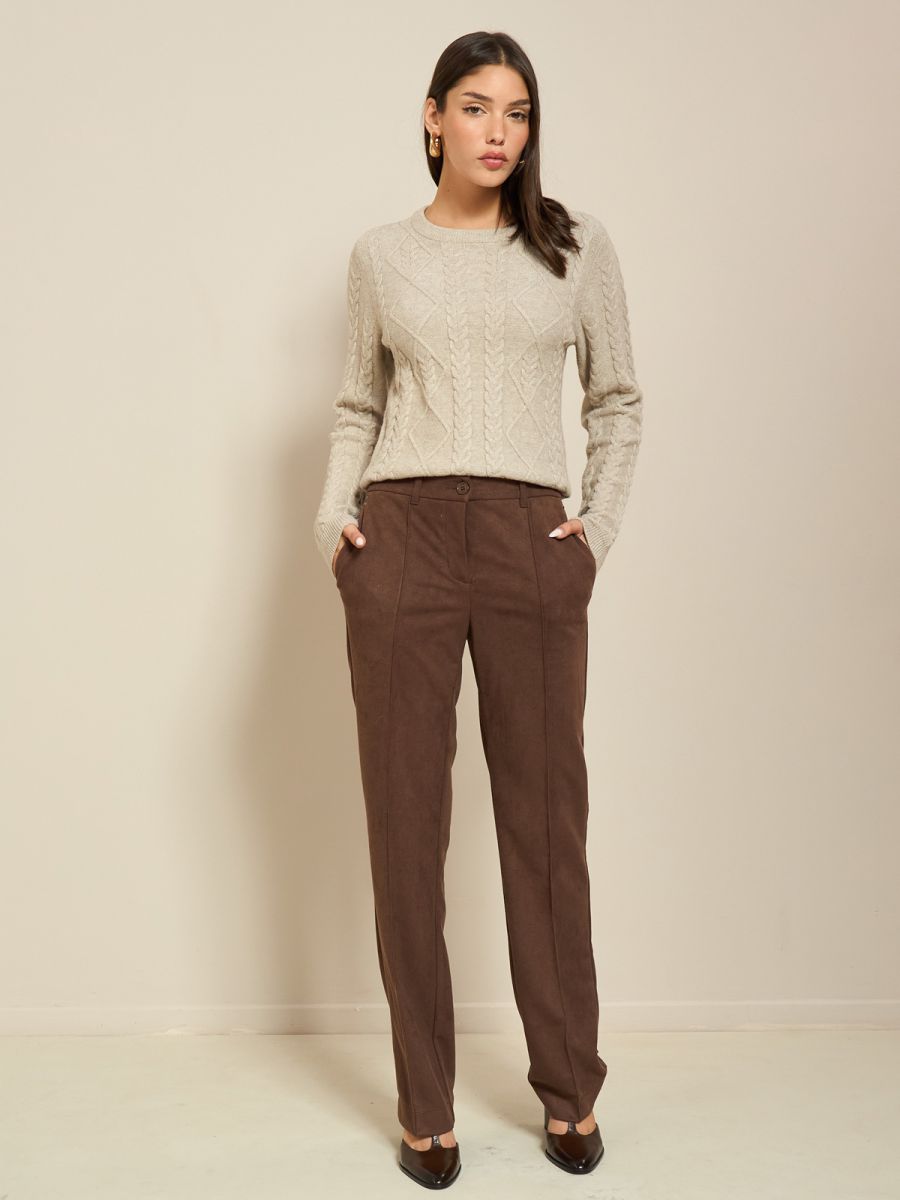 מכנסי דמוי סווד ען גומי