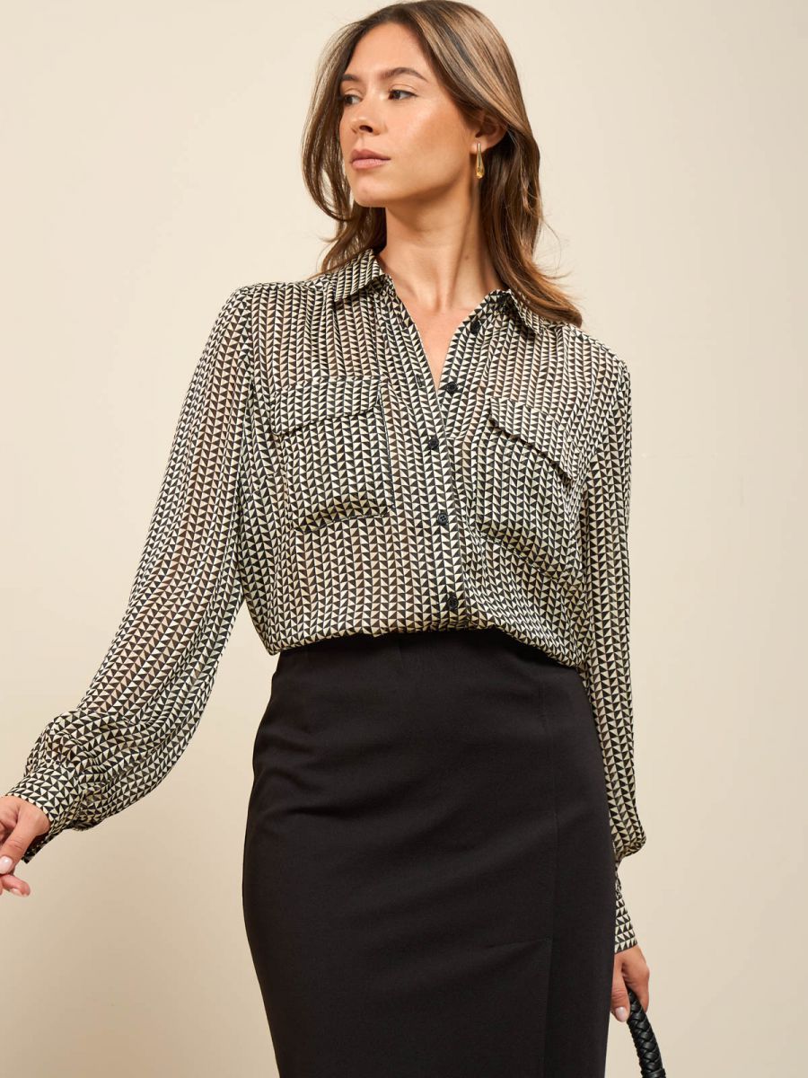 חולצת שיפון מודפסת