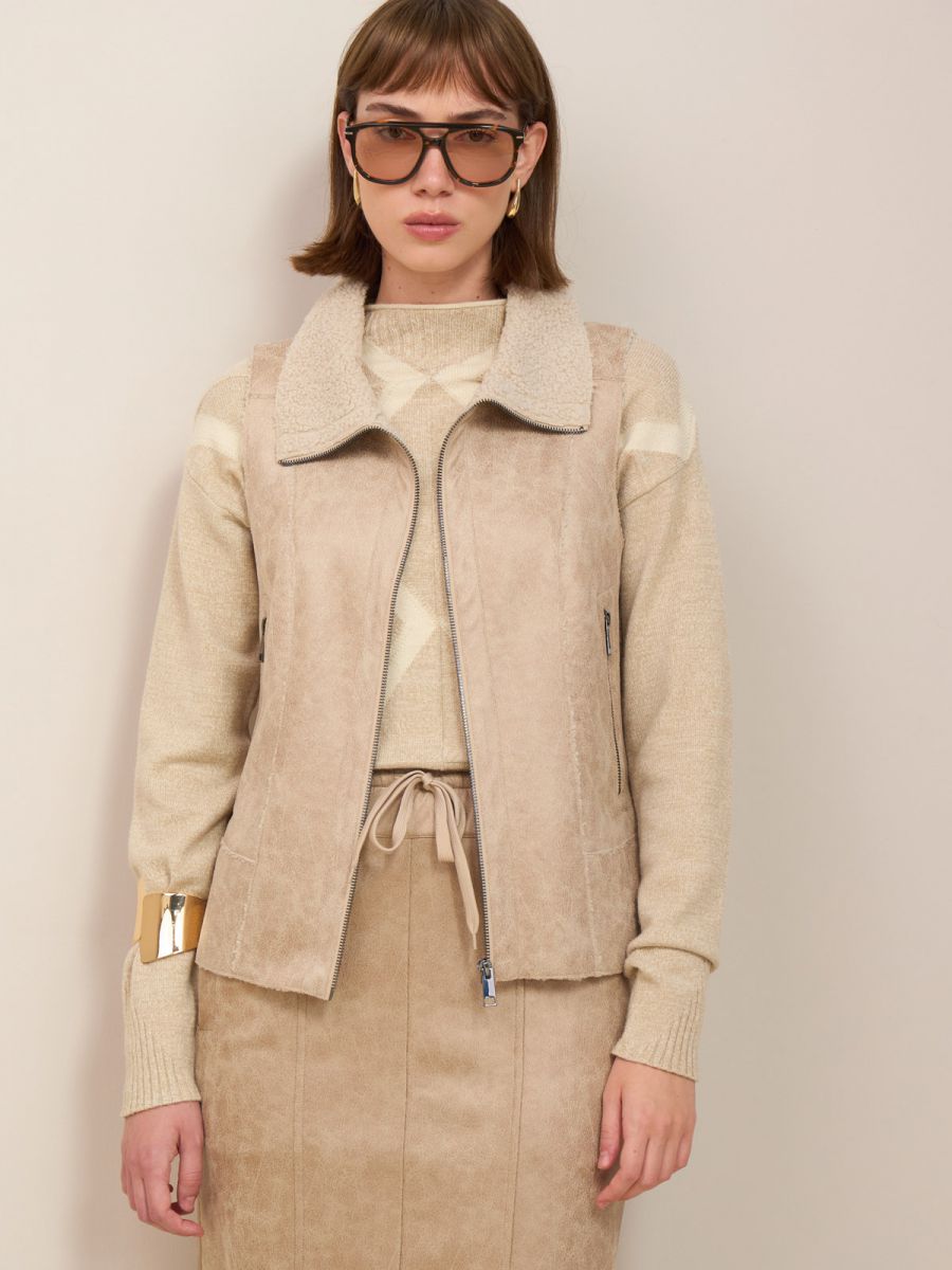 ווסט עור פרווה דמוי עור