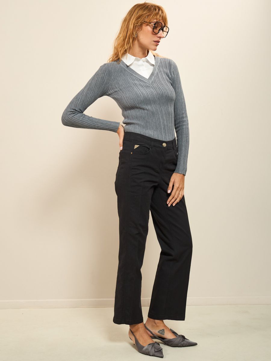 מכנסי דריל מתרחב עם גומי