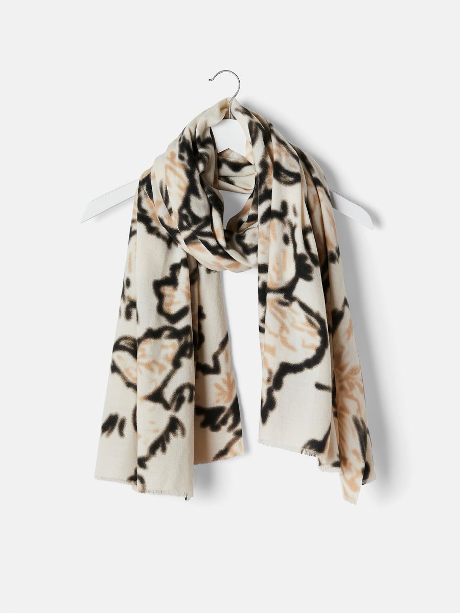 צעיף מודפס פרחי רקמה