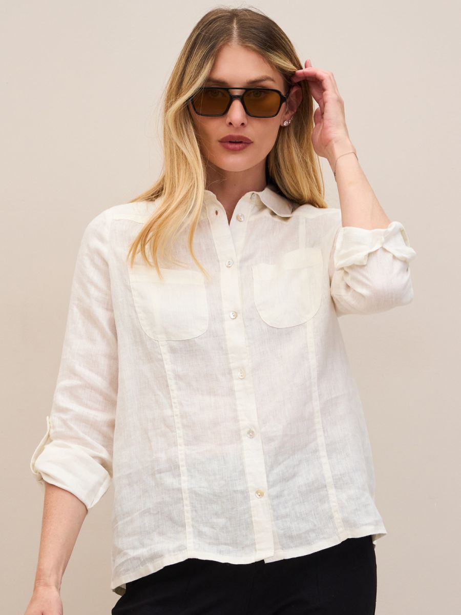 חולצת פשתן עם כיסים