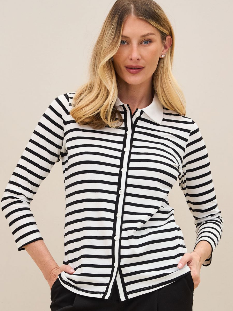 חולצת  פסים מכופתרת