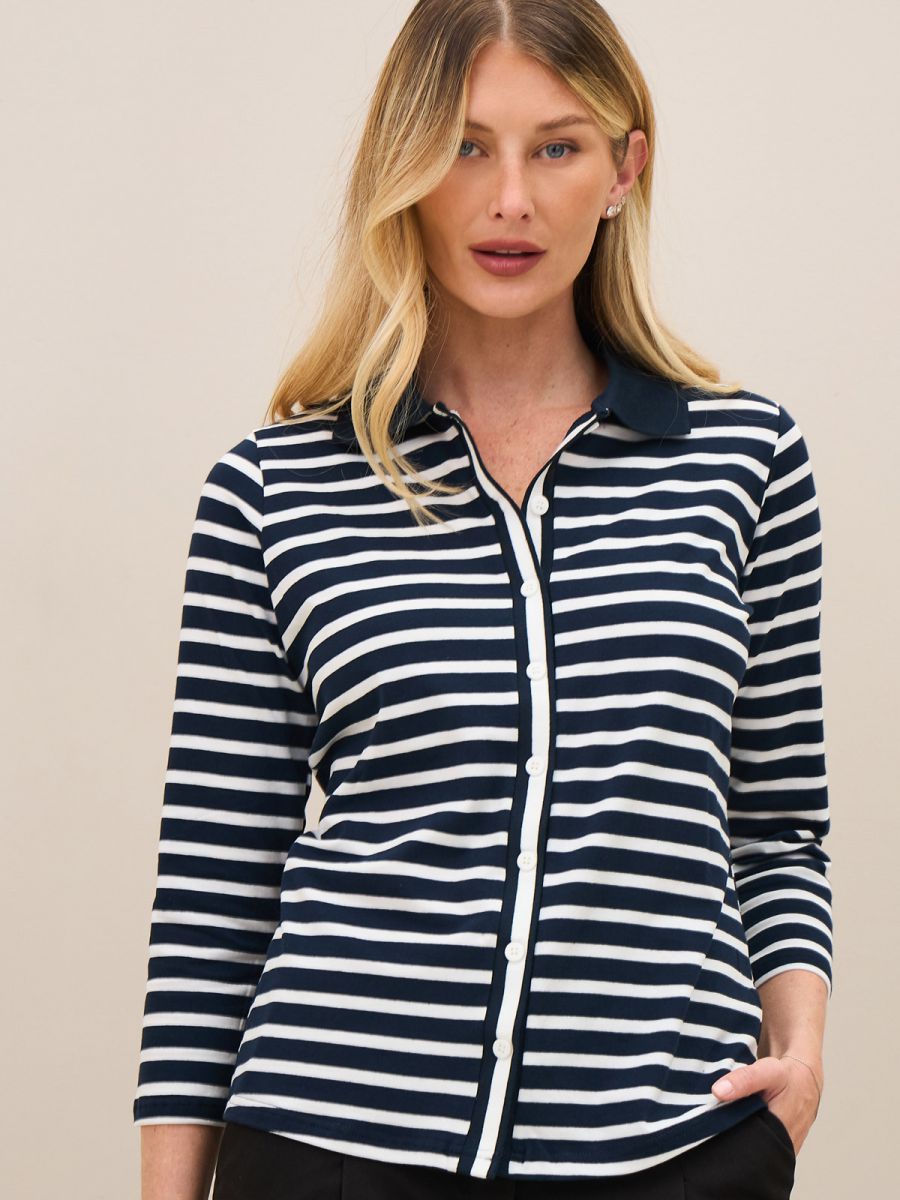 חולצת  פסים מכופתרת