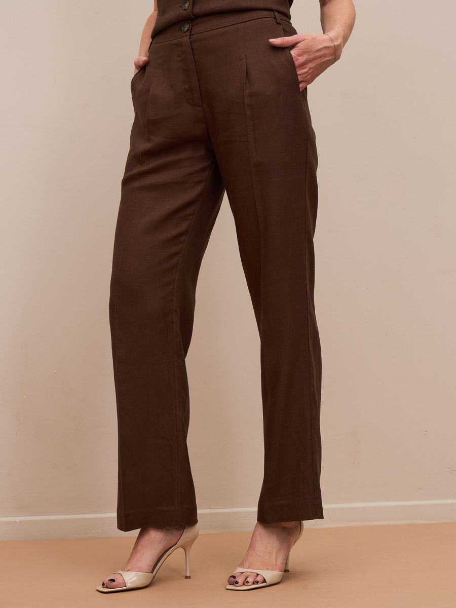 מכנסי  פשתן מחויטים