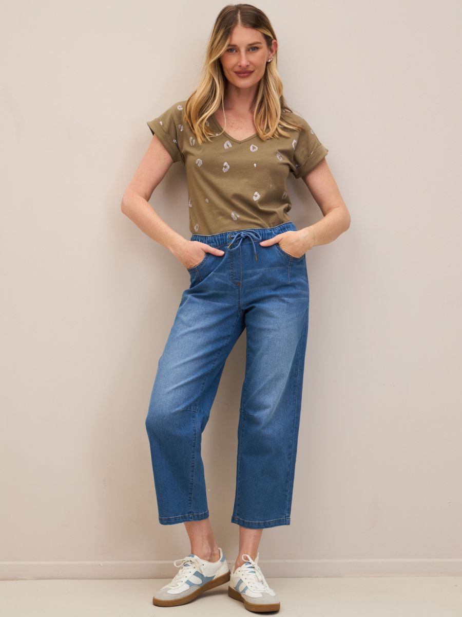 מכנס ג’ינס 7/8 גומי פרומ