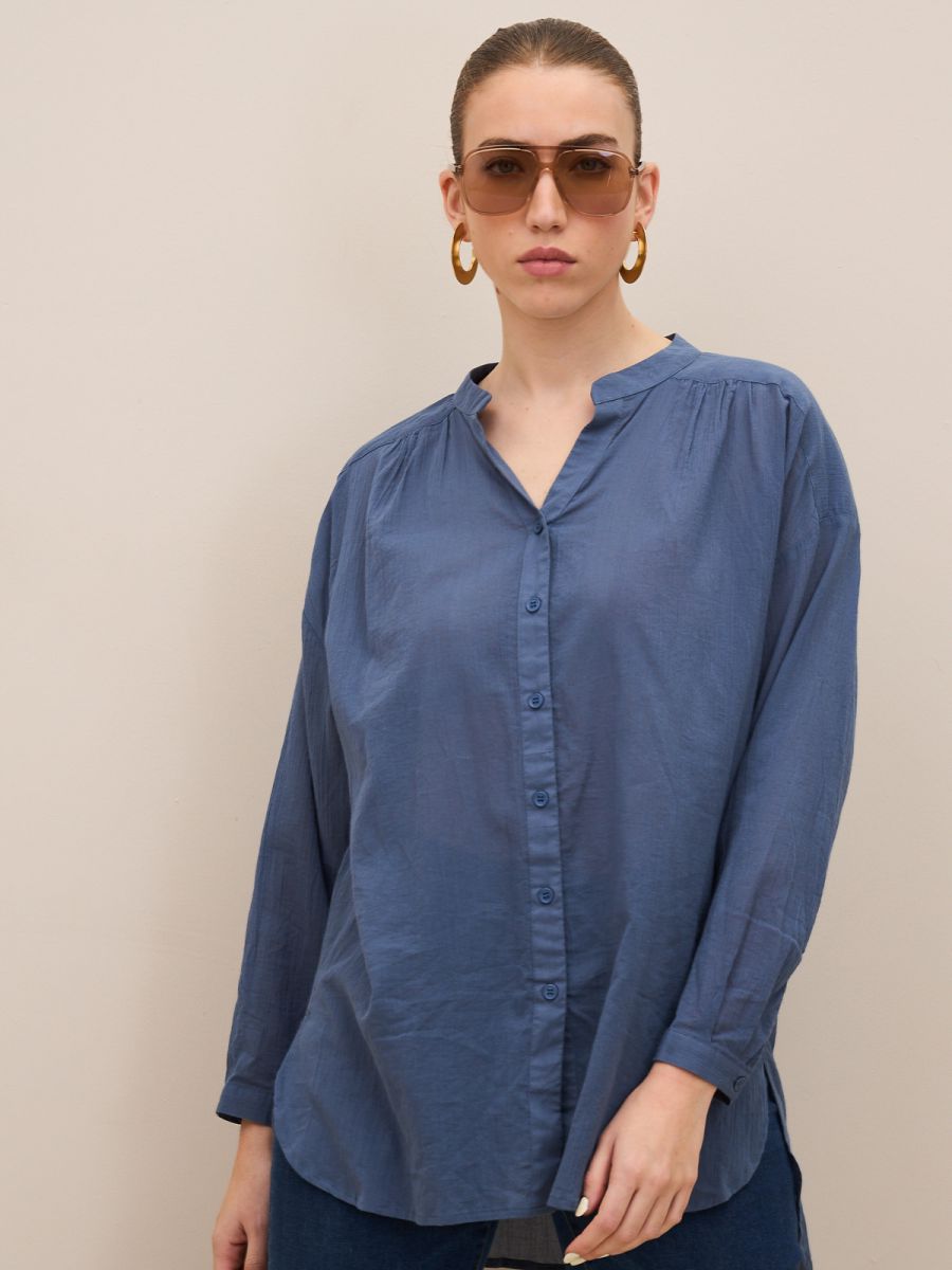 חולצה וואל עם כיווץ בכתף