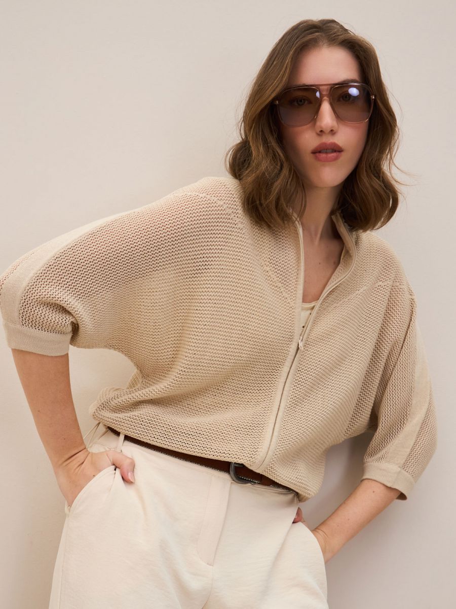 סריג קרופ חתכים עם רוכסן