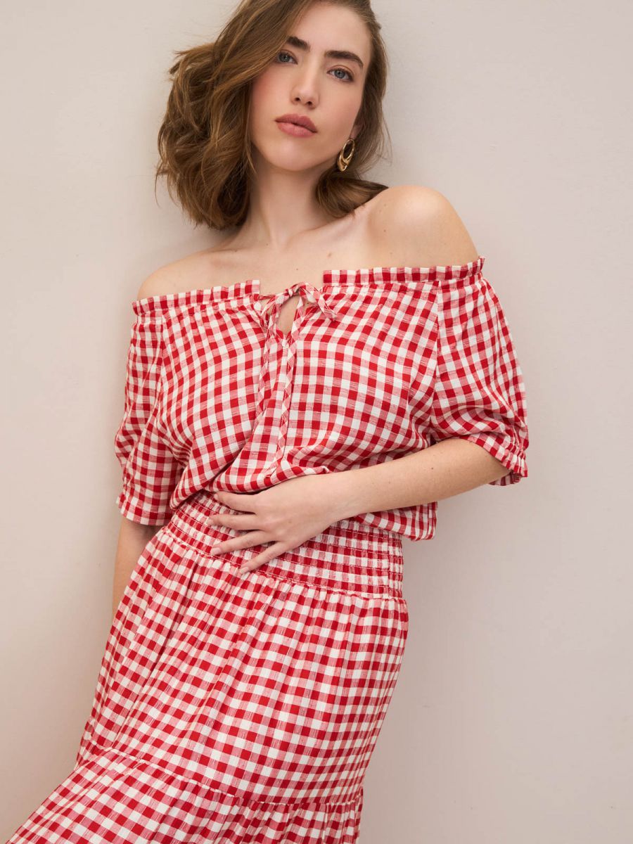 טופ בוהו משובץ