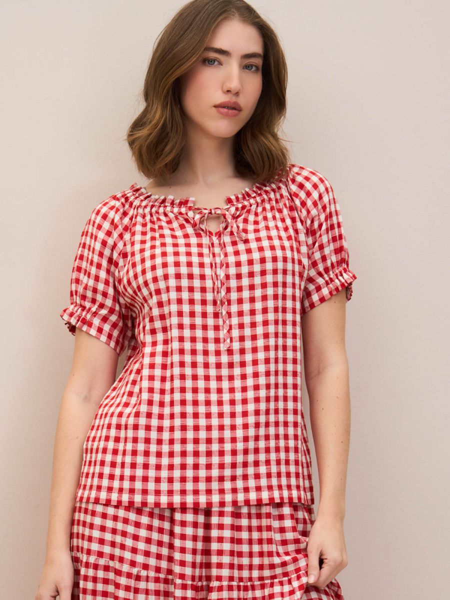 טופ בוהו משובץ