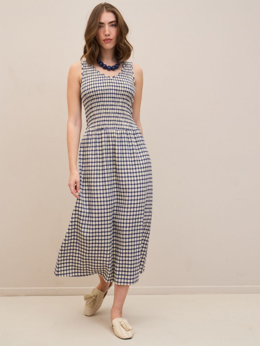 שמלה פיקניק מקסי משובצת