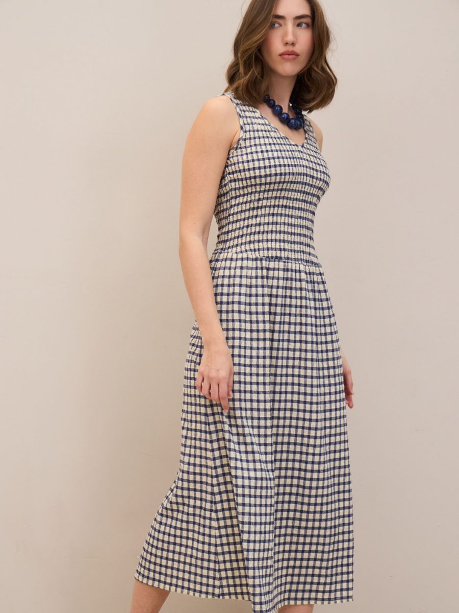 שמלה פיקניק מקסי משובצת