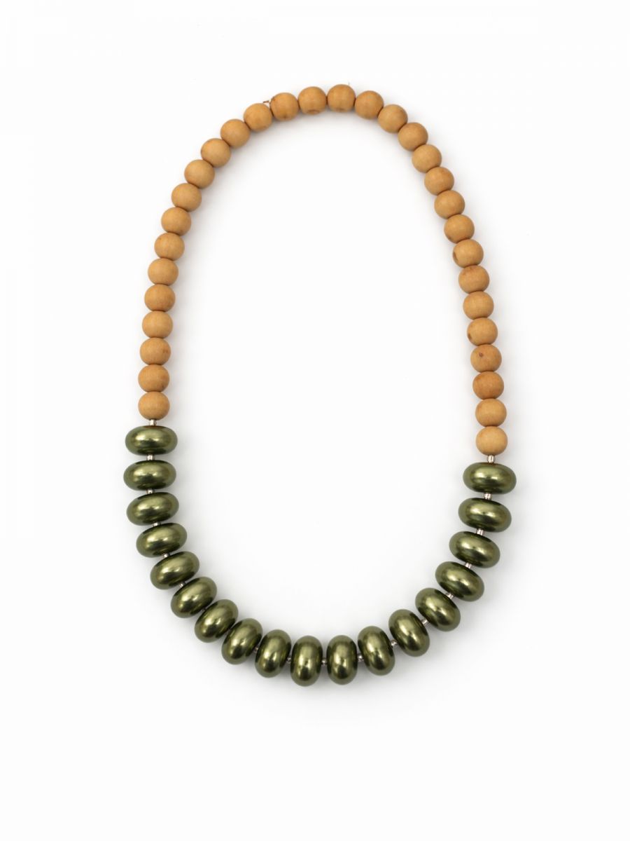 שרשרת עץ וחרוזים אובליים