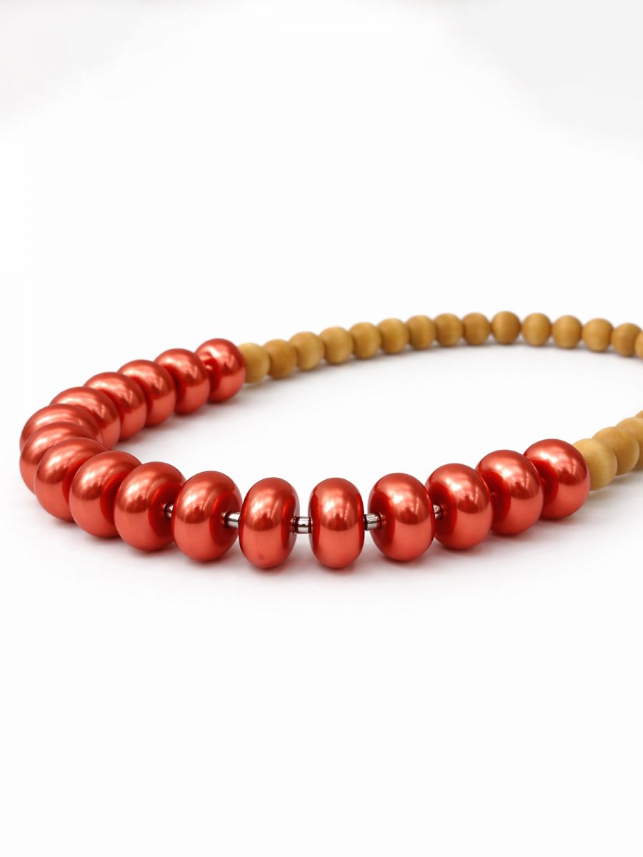 שרשרת עץ וחרוזים אובליים