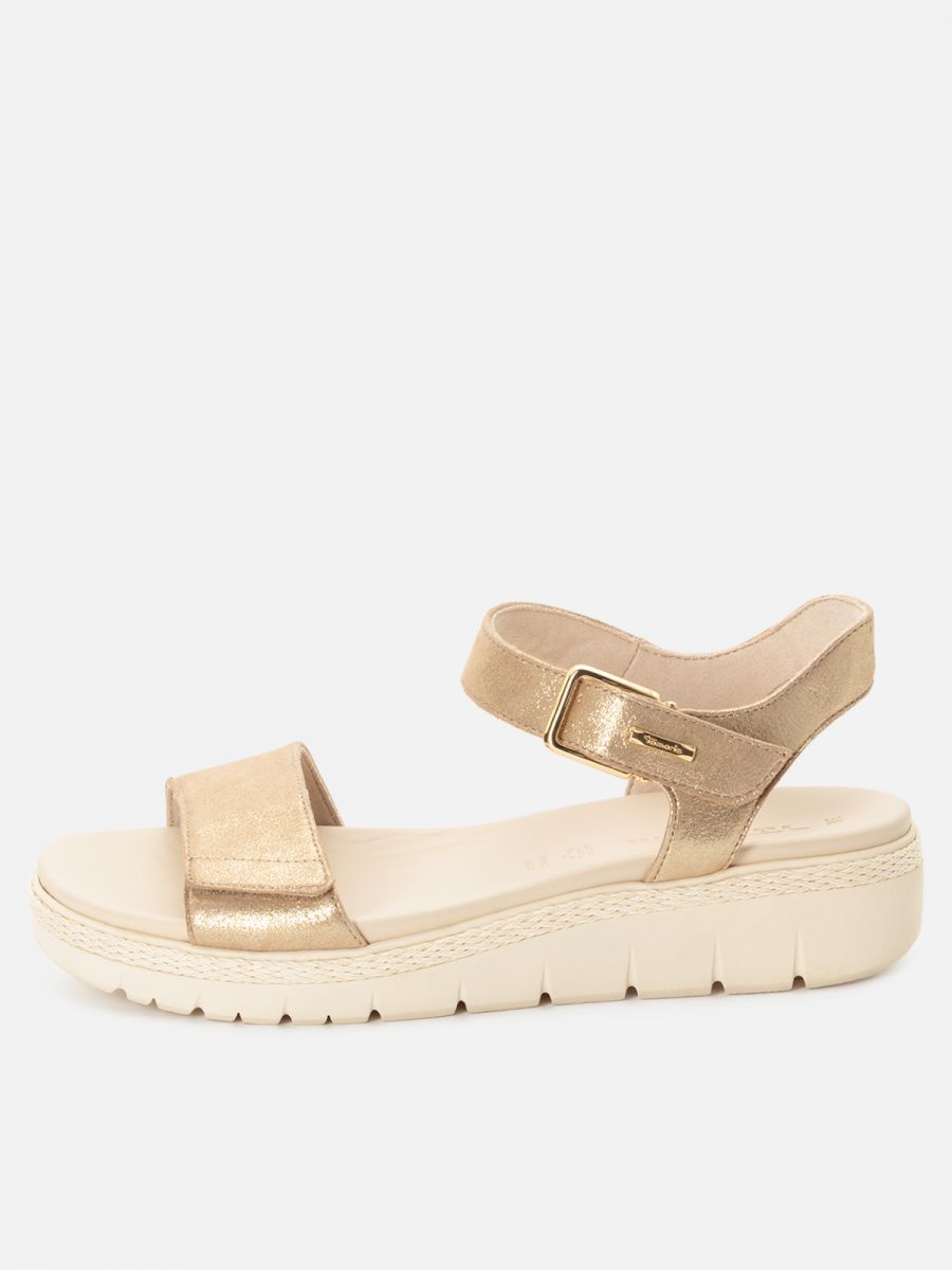 סנדל עור עם מדרס מרופד נשלף, סגירת סקוצ’. תמריס TAMARIS.