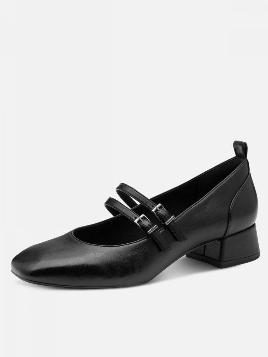 נעל סירה בגזרה מעוצבת עם סגירת אבזמים עדינים. שחור. תמריס TAMRIS.