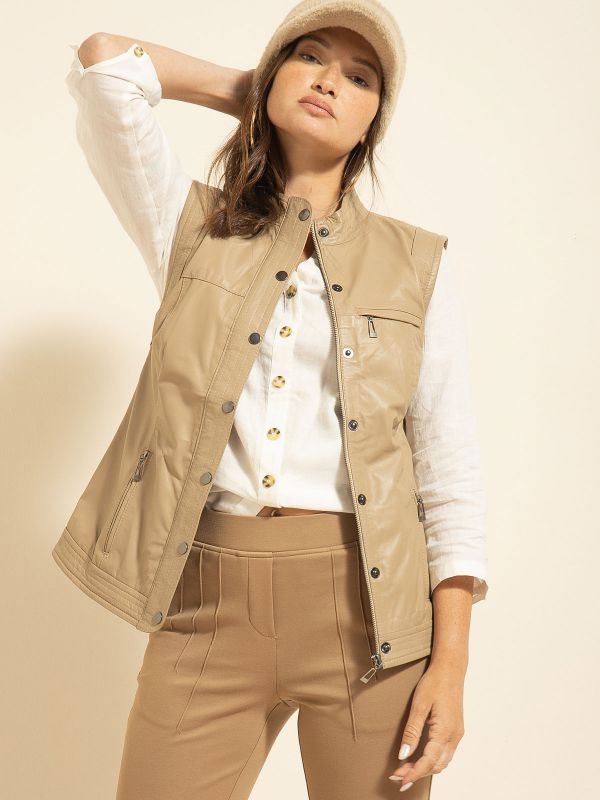 וסט עור צווארון סיני