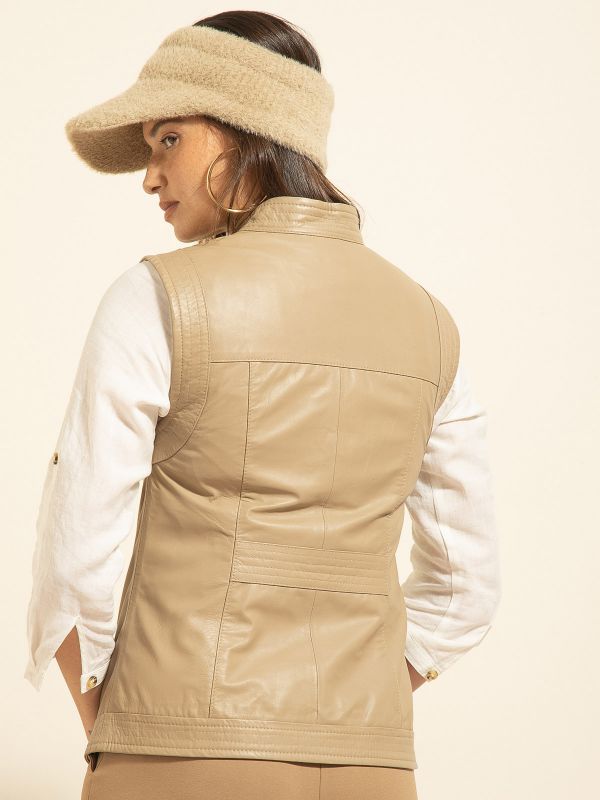 וסט עור צווארון סיני