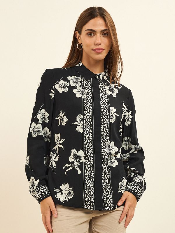 חולצה מודפסת פרחים