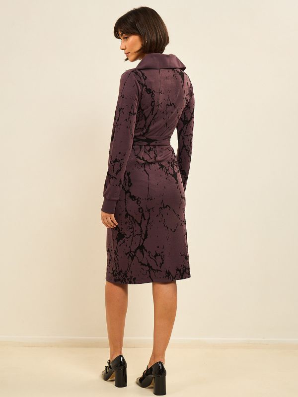 שמלת סריג ג’קארד כפתורים