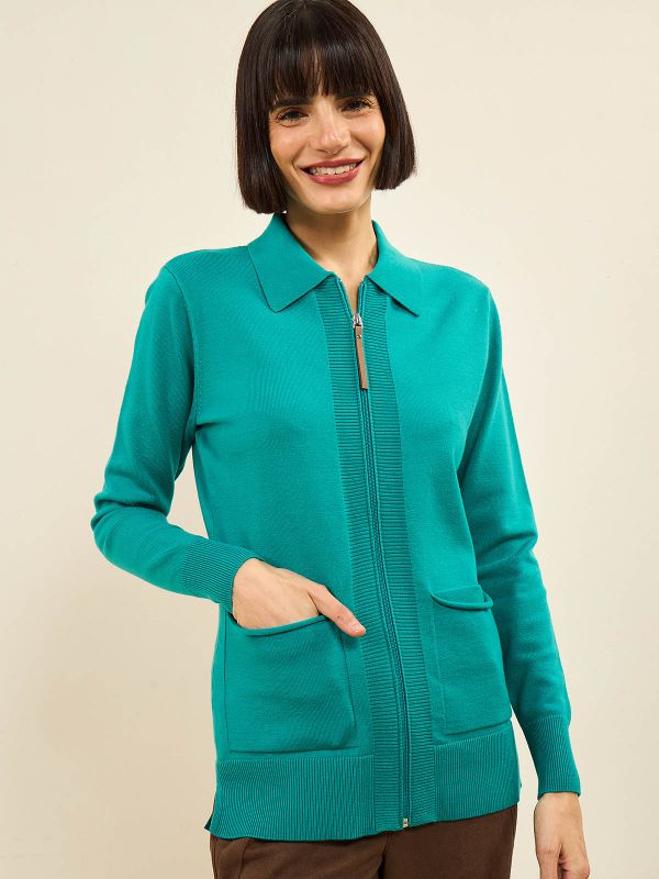 קרדיגן עם רוכסן וכיסים