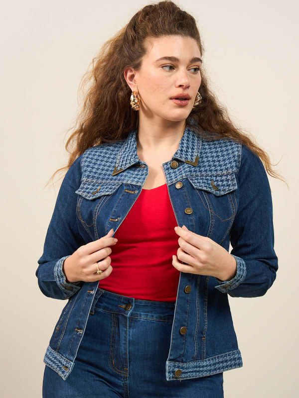 ג’קט ג’ינס שילוב ג’קארד