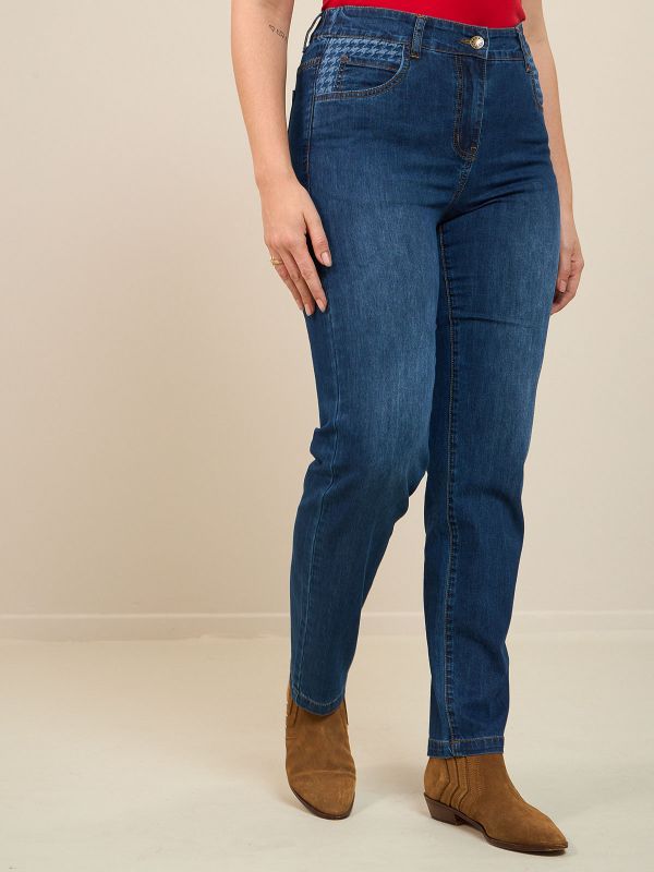 מכנסי ג’ינס שילוב ג’קארד