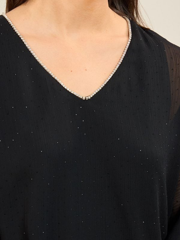 חולצת ערב שיפון יהלומים