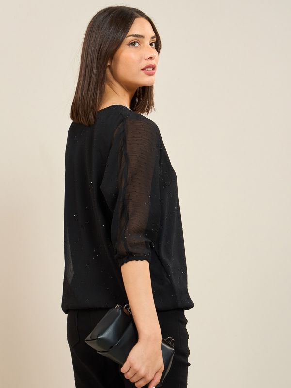 חולצת ערב שיפון יהלומים