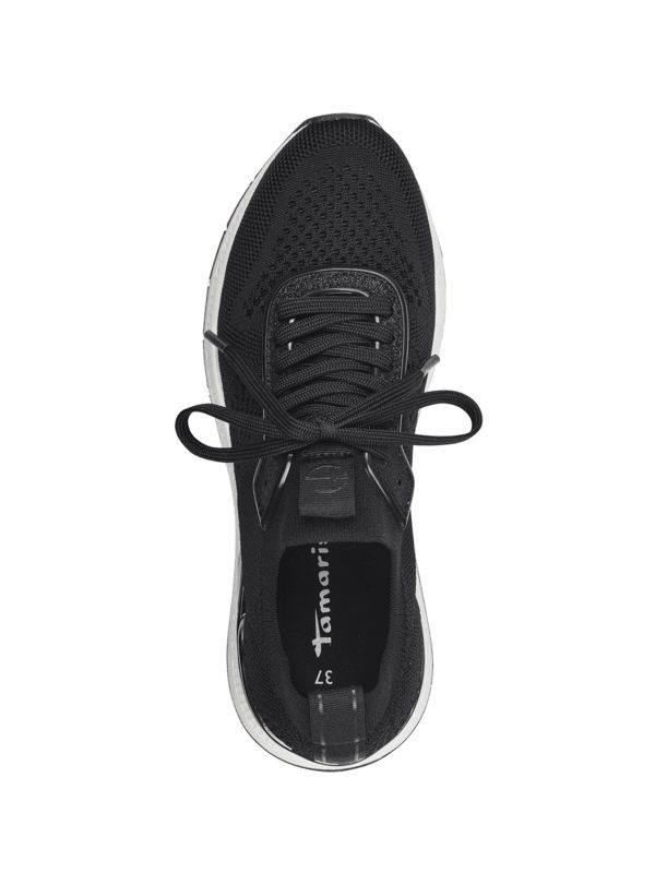 סניקרס בד שחור עיטור זהב סוליה מוגבהת תמריס Tamaris