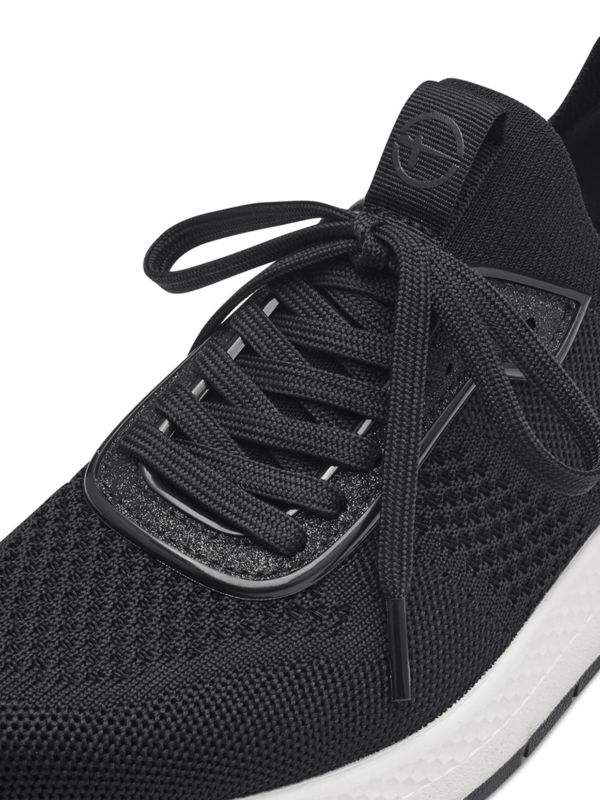 סניקרס בד שחור עיטור זהב סוליה מוגבהת תמריס Tamaris