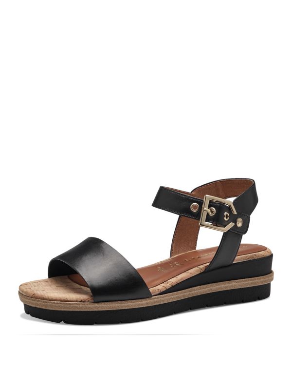 סנדלי נוחות עור שחור תמריס Tamaris