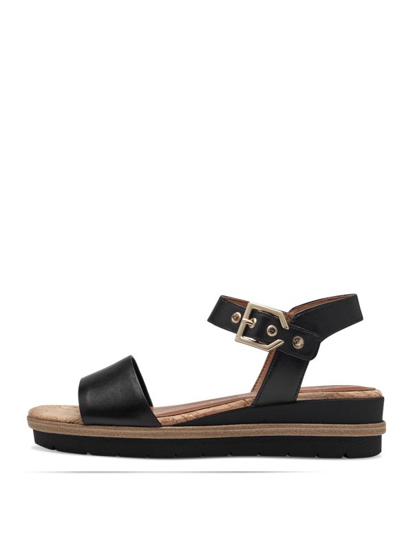 סנדלי נוחות עור שחור תמריס Tamaris