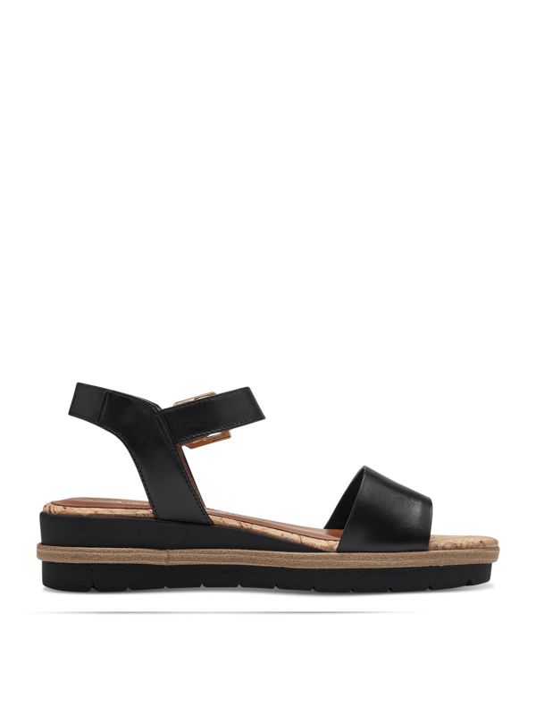 סנדלי נוחות עור שחור תמריס Tamaris