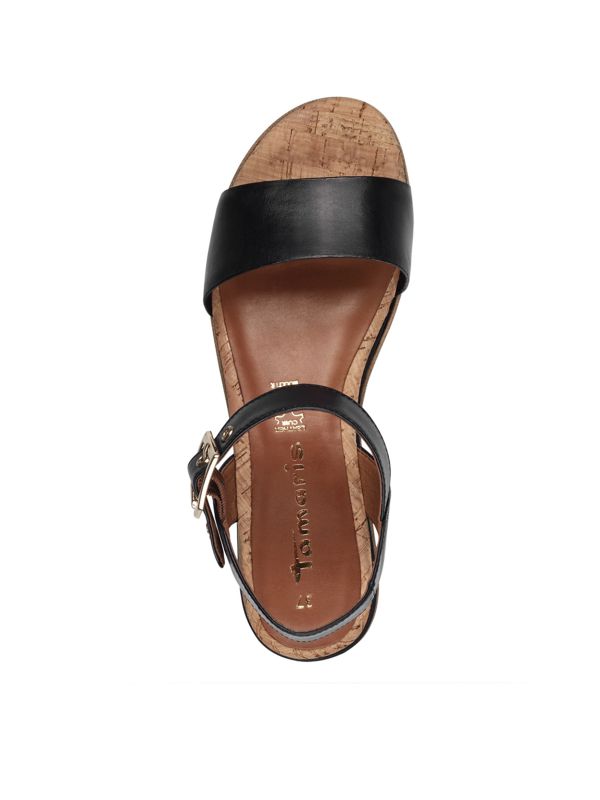 סנדלי נוחות עור שחור תמריס Tamaris