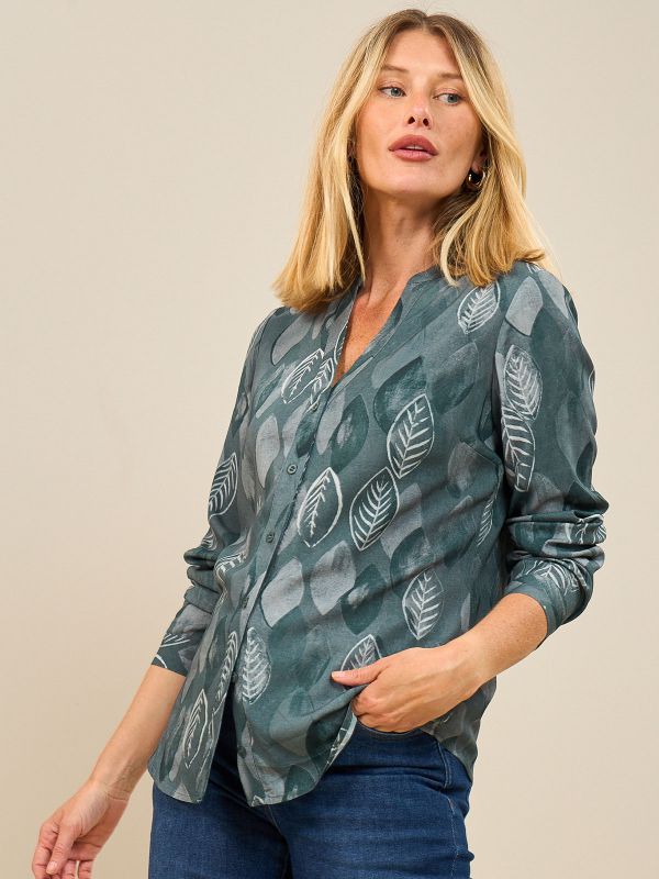 חולצת ויסקוזה דפוס עלים