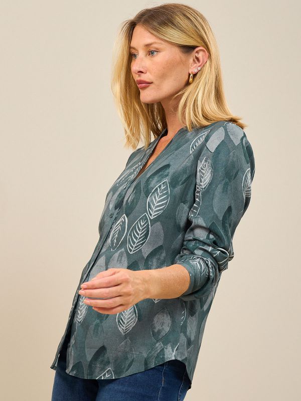 חולצת ויסקוזה דפוס עלים