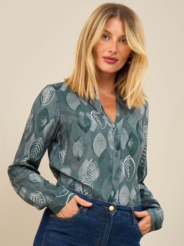 חולצת ויסקוזה דפוס עלים